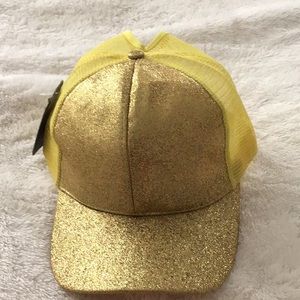 Hat by DF NEW yellow sparkle adjustable cotton/polyester blend NWT summer